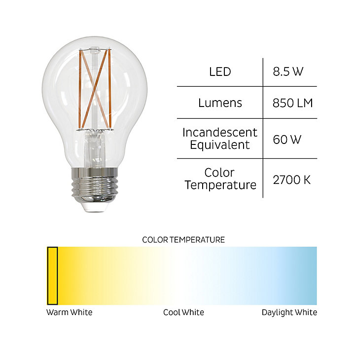 8.5W LED Filament Medium Short Light Bulb