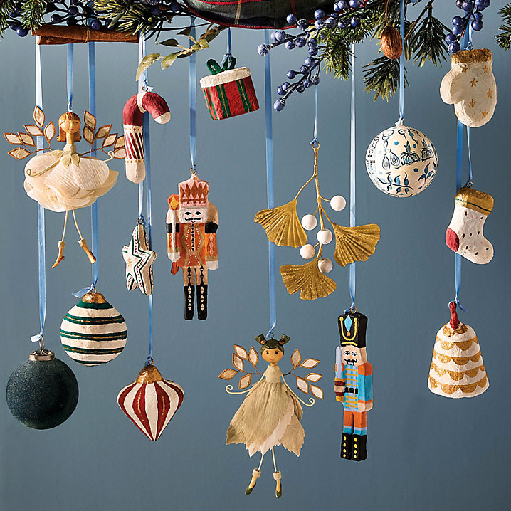 Cotton Mache Ornaments - Set of 4